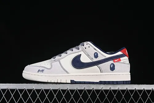 All categories Nk SB Dunk Series Nk SB Dunk Low High-end customized low-top sneakers Nike SB Dunk Low Bape joint pig eight blue and white double hook Anniversary high-end customized low-top casual sneakers SJ2558-018